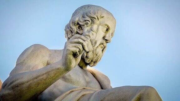 特写古希腊哲学家柏拉图时间流逝