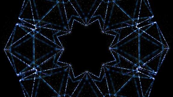 蓝色闪烁的灯光在黑色背景中间形成一颗星星