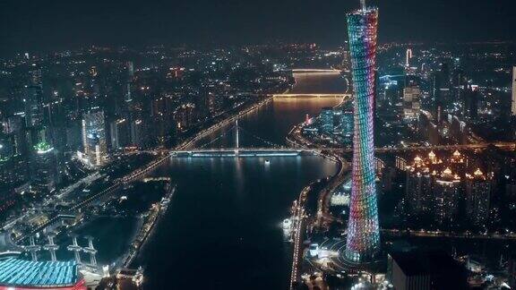 上海夜间城市景观航拍