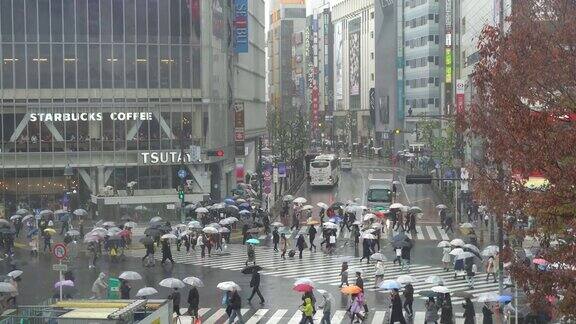 从日本东京的涩谷路口俯瞰