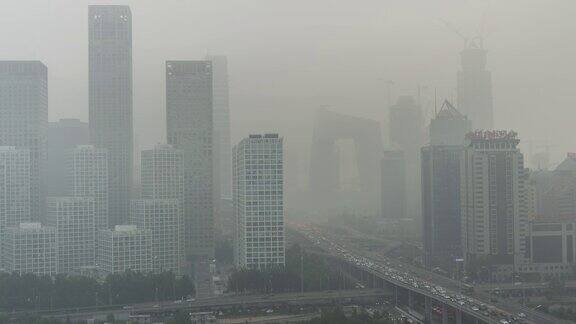 时光流逝城市被围困北京空气污染
