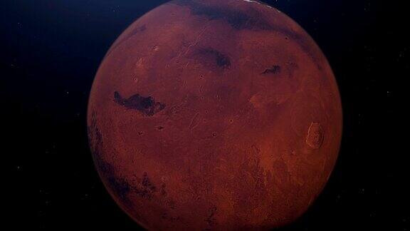 太空中的火星有明亮的陨石坑和火星山脉
