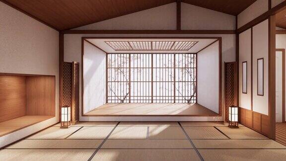 客厅日本热带简约设计三维渲染