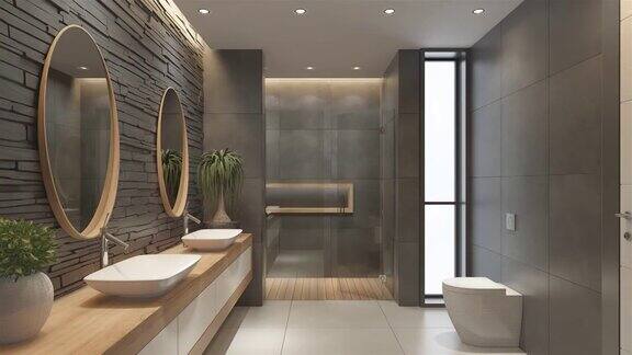 现代极简主义浴室空白到充分的纹理