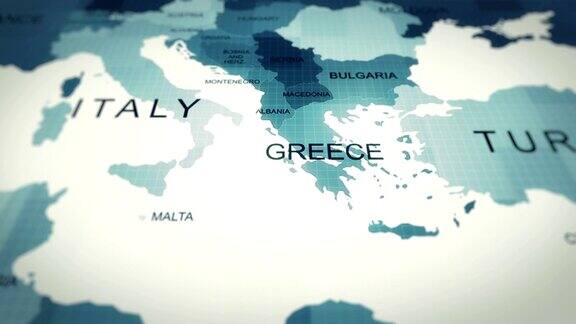 4K地图动画世界地图地图希腊