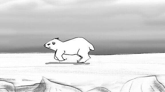 北极熊幼崽奔跑