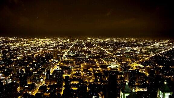 芝加哥城市夜景航拍