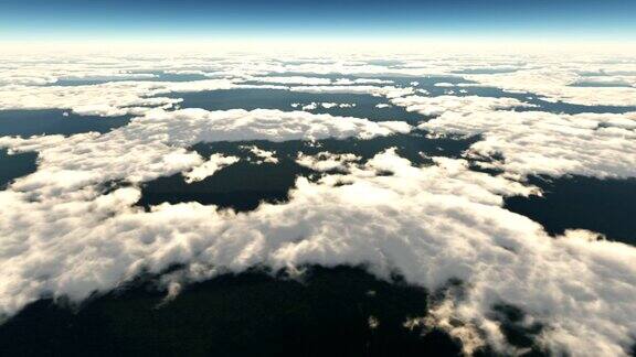 高高地飞在云层之上