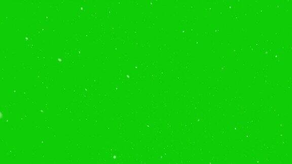 雪花落在绿色的屏幕背景上