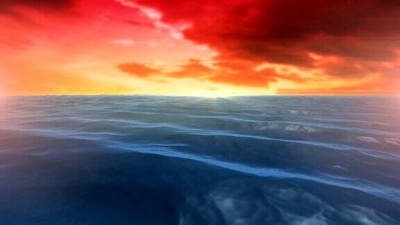 日落时平静的海洋