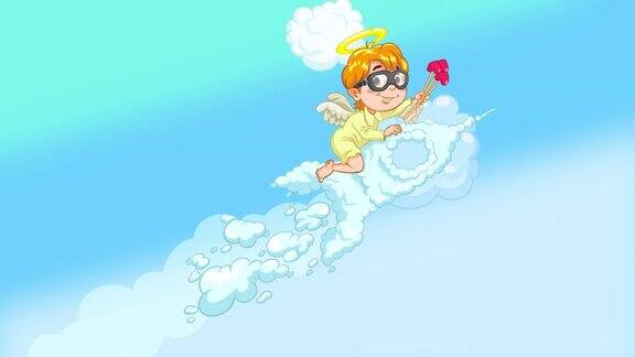 小天使骑着火箭穿过天空