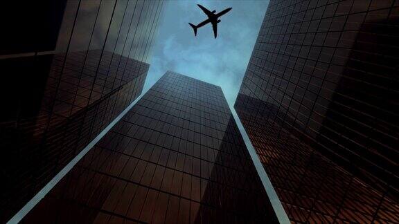飞机在金融区上空飞过