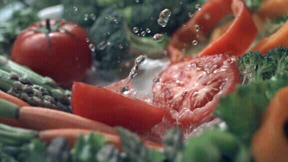 番茄泼水慢镜头