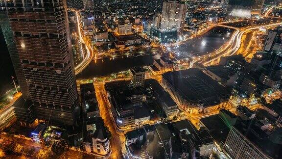 从高处俯瞰胡志明市的夜景