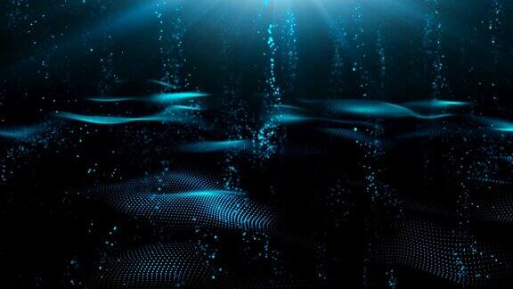 数字抽象粒子流水下波浪风格背景