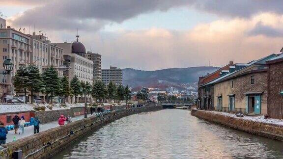 日落时分日本著名的小樽运河