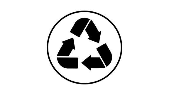 回收图标动画白色背景上的黑色箭头回收标志