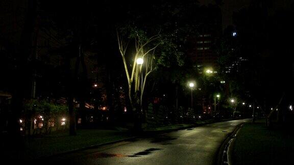 夜间公园的人行道