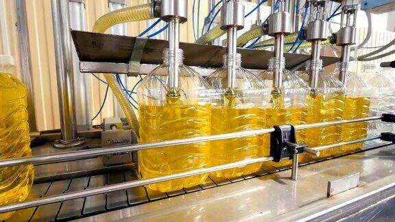 工业设备灌装葵花籽油的瓶子工厂生产线4k
