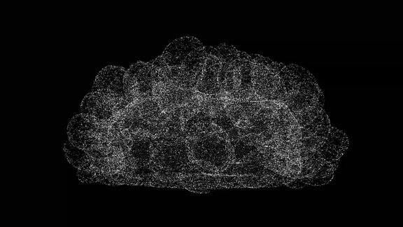 3D人类大脑在黑色背景上旋转由闪闪发光的微粒构成的物体人体概念用于标题文本演示3d动画60FPS