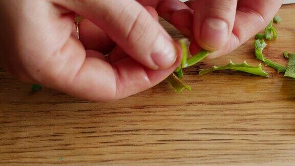 切下芦荟叶显示提取果肉果冻凝胶
