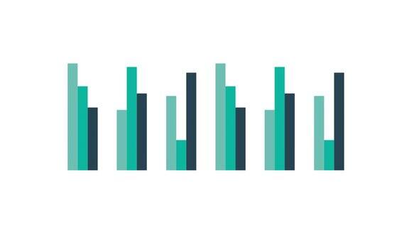 商业信息图元素柱状图和线性上升图在白色Loopable