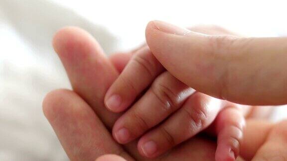 爸爸抚摸宝宝的手