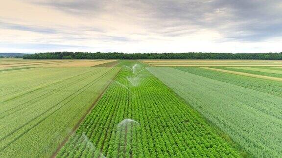 空中农业洒水器给农田浇水