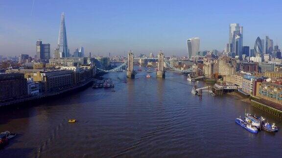 伦敦塔桥上方的鸟瞰图伦敦的象征