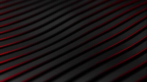 4k无缝循环黑色碳纤维运动背景技术波浪动画3d插图