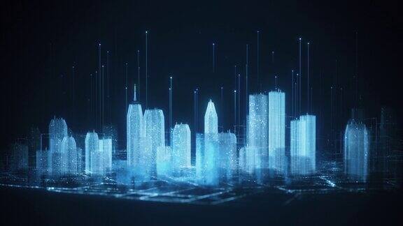 新兴数字城市-全息图智慧城市虚拟世界虚拟现实-蓝色版本