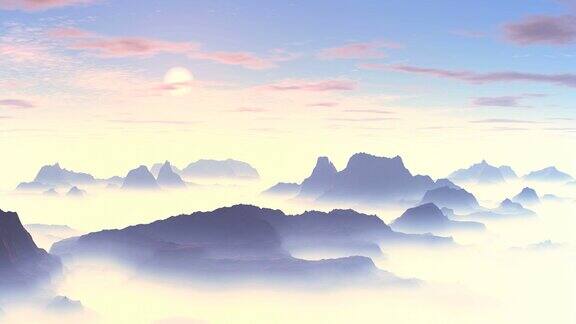 美丽的日落在迷雾山