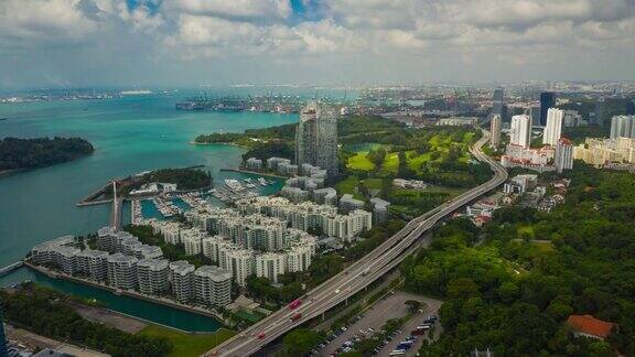 白天时间新加坡城市著名的海湾生活综合体航拍全景4k时间