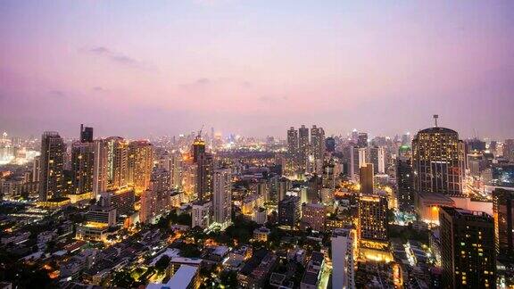 白天到夜晚的时间流逝:曼谷城市景观泰国