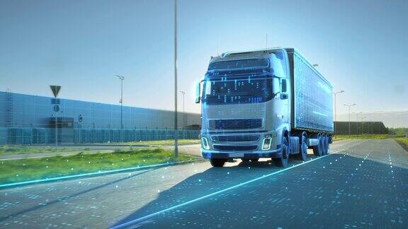 未来技术概念:自动驾驶货车