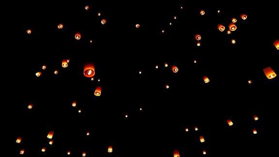 天空的灯笼飞行的灯笼漂浮的灯笼热气球在泰国清迈水牛节