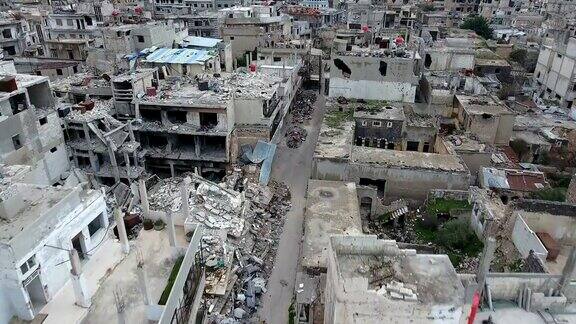 战争中阿勒颇房屋的鸟瞰图
