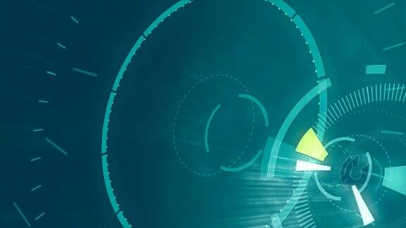 蓝色抽象的圆形动画高科技背景与圆未来科幻HUD效果