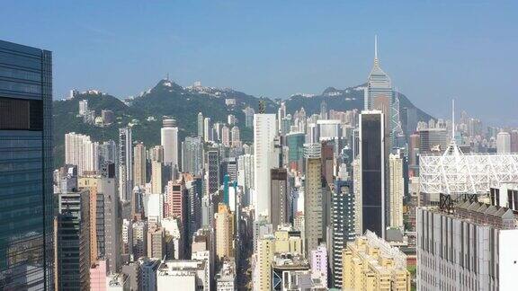 鸟瞰图的香港城市景观与现代建筑