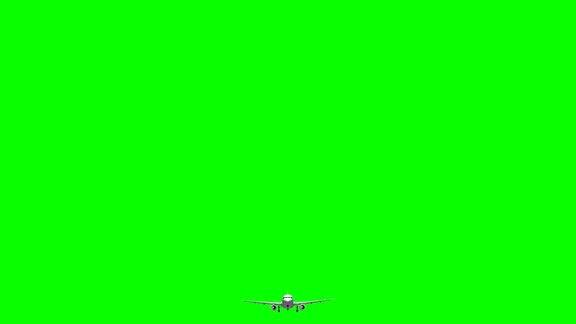 飞机3d渲染飞行在绿色屏幕背景