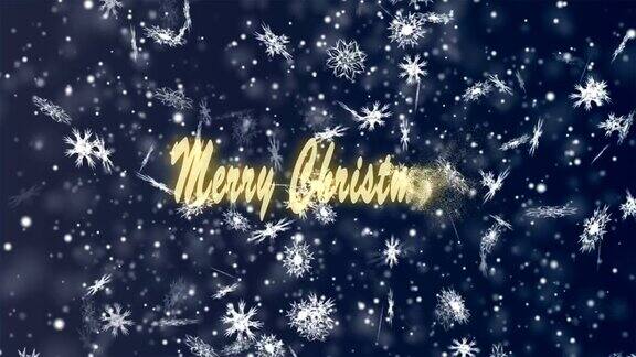 蓝色背景下的雪花圣诞快乐圣诞和新年无缝循环动画