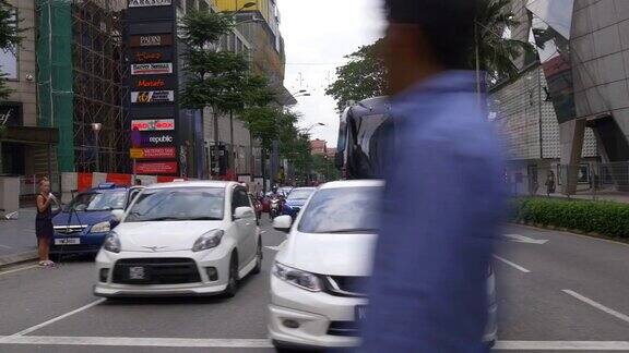 马来西亚吉隆坡市中心交通街道白天人行道全景4k