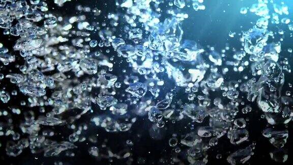 泡沫在深海水下上升4K