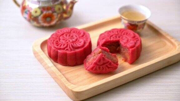 中国的草莓红豆月饼木版