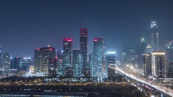 鸟瞰北京市的夜景