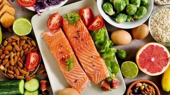 健康食品选择-水果蔬菜乳制品和鱼