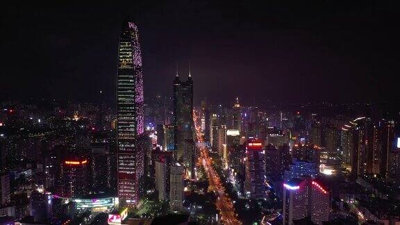 夜光深圳市区交通街道航拍全景4k中国