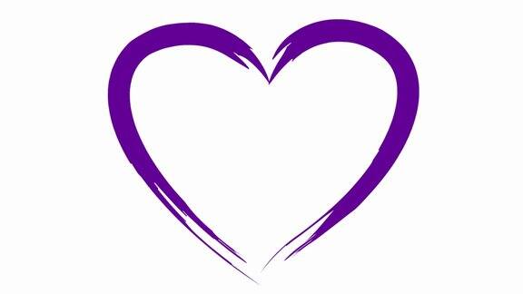 画出了动画紫心毛圈的视频爱志愿服务捐赠手绘矢量插图孤立在白色背景上