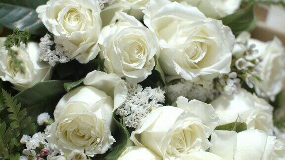 特写白玫瑰花束爱