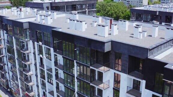 高层住宅楼现代公寓建筑的鸟瞰图外观